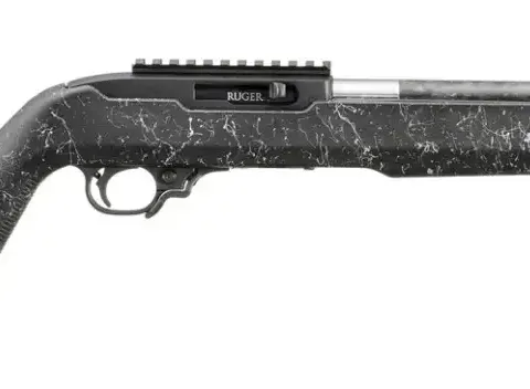 RUGER 10/22 CARBON FIBER 22LR 16.4″ 10+1RD BLACK W/ WHITE SPLATTER SEMI AUTO RIFLE